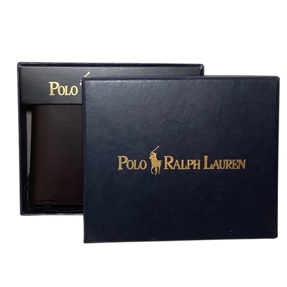 Polo Ralph Lauren Brown Leather Bi Fold Passcase Wallet Men New Open Box - Picture 4 of 16